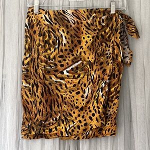 ⭐️ Emporio Gitano Vintage brown black animal print mini wrap around skirt S
